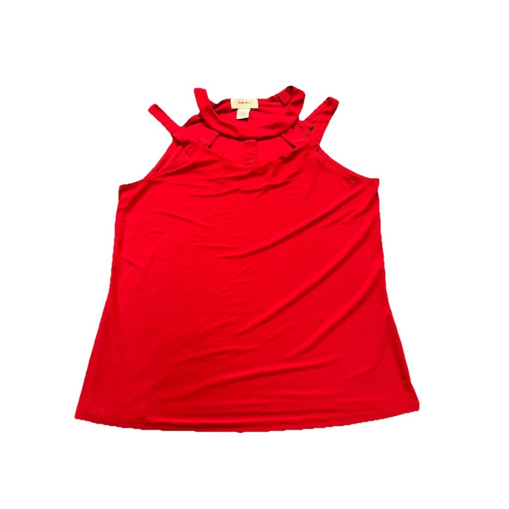 Diana Belle Tank Top Womens Large Red Stretch Classic Cut Out‎ Shoulder Casual